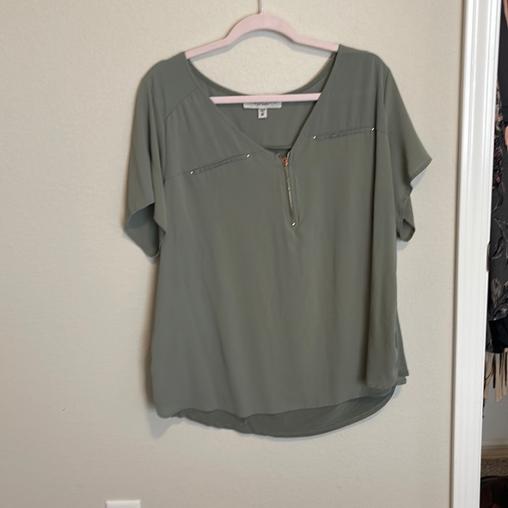Tempted Hearts Green Blouse 3X